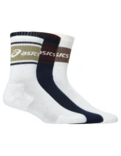 Pack 3 Socken Asics Logo Crew Sock Weiss/Marineblau